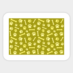 Pet - Cat or Dog Paw Footprint and Bone Pattern in Yellow Tones Sticker